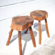 Paire de tabourets bois tripode brutaliste
