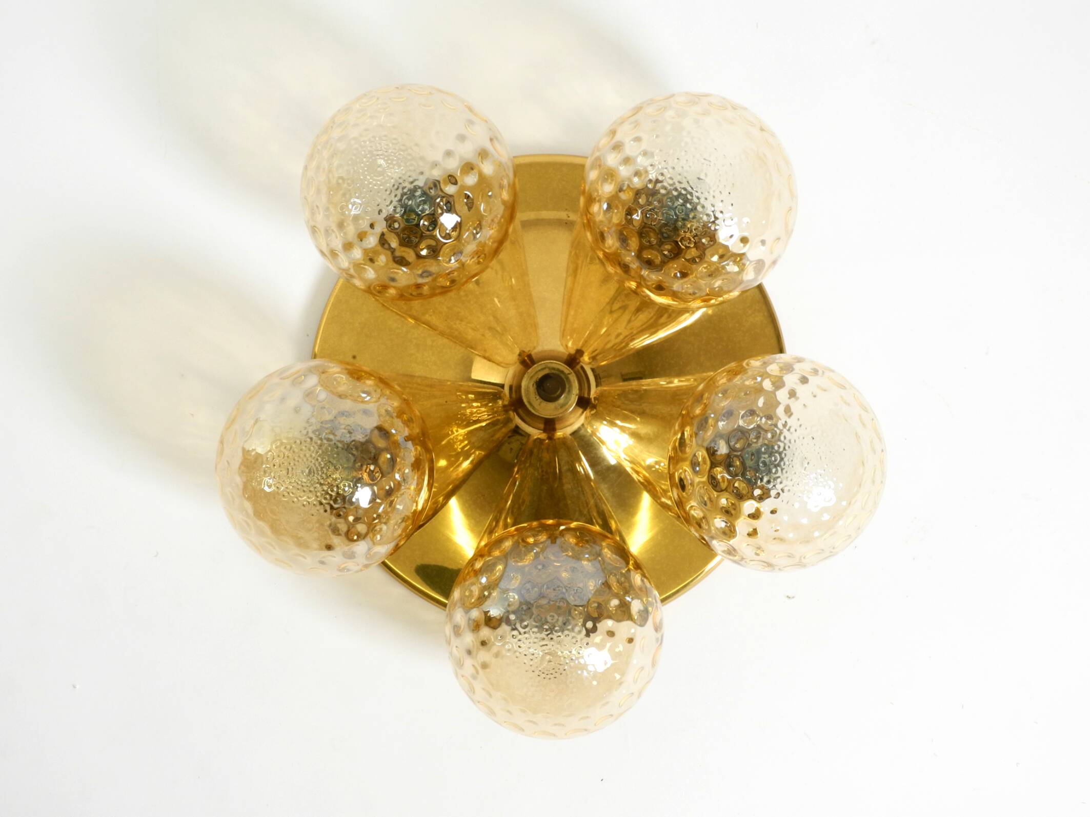 1960s Space Age brass ceiling lamp with 5 glass balls