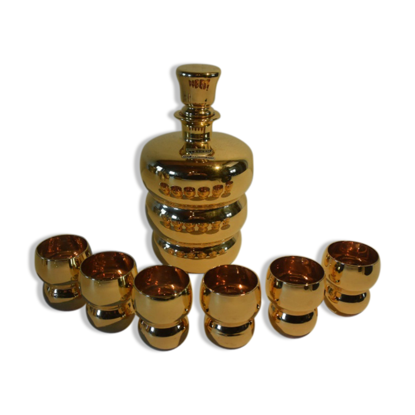 Old decanter liquor with 6 glasses of Laeken-Brussels