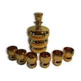 Ancienne carafe à liqueur avec 6 verres de Laeken Bruxelles