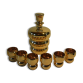 Ancienne carafe à liqueur avec 6 verres de Laeken Bruxelles