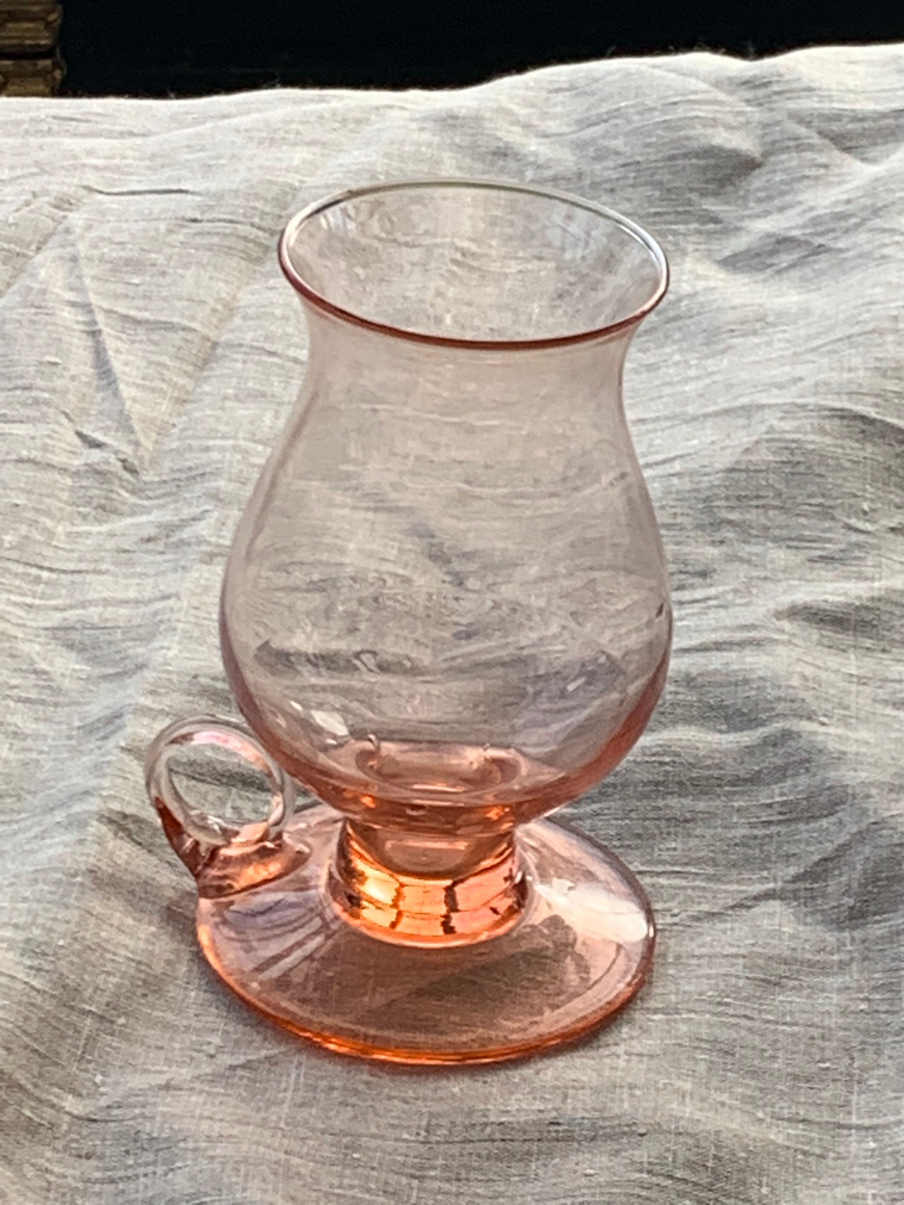 Vintage transparent pink glass photophore
