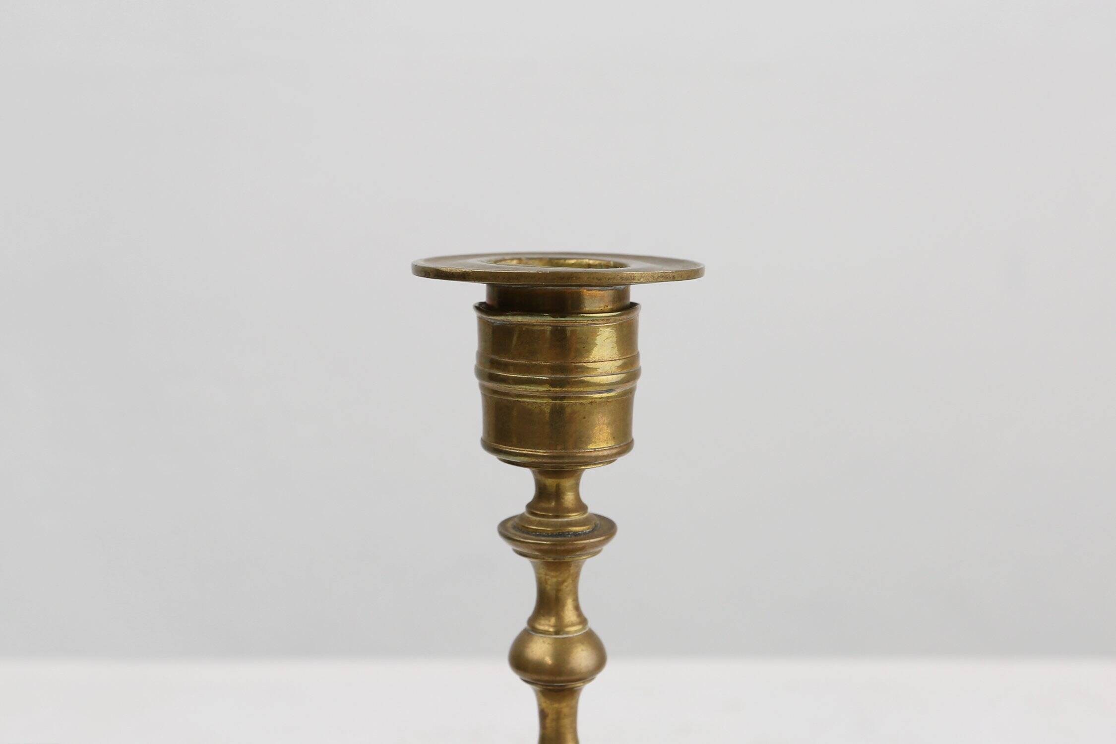 Antique Flemish Copper Disc Candlestick, 15th Century