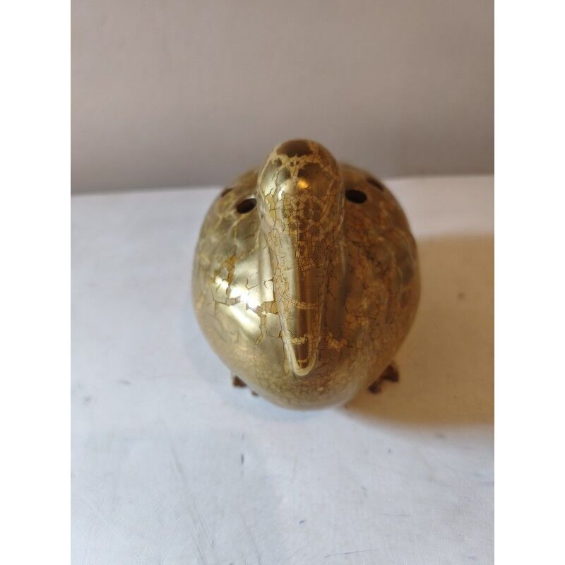 Golden earthenware flower vase "Woodcock"