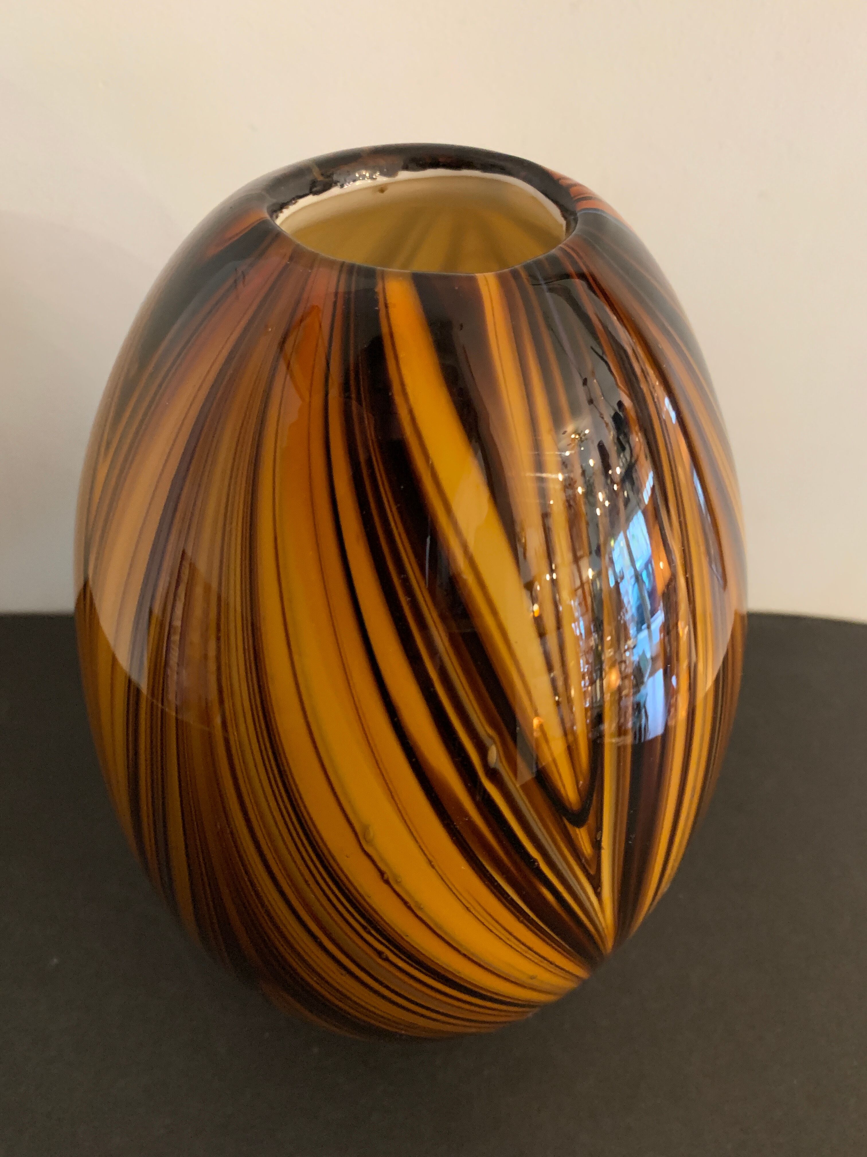 Yellow and black glass vase