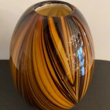 Yellow and black glass vase