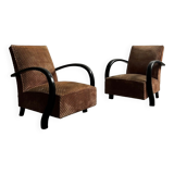 Paire de fauteuils en velours art déco