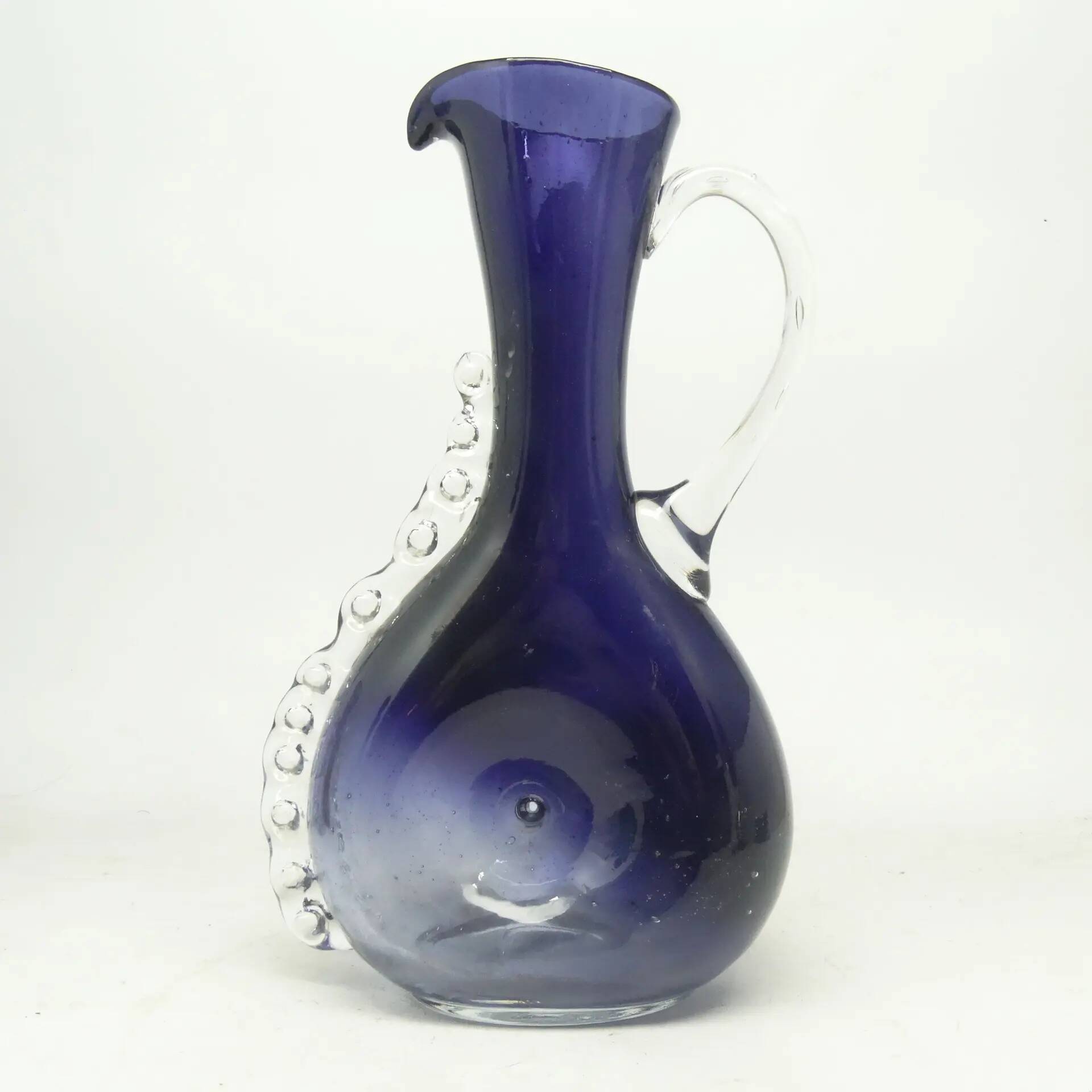 Mid-century modern jug, cobalt double-layered glass, designed by K. Gorski, Poland, 1970s