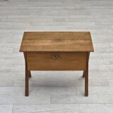 1970s, Scandinavian side table with drawer, solid oak wood, teak wood.
