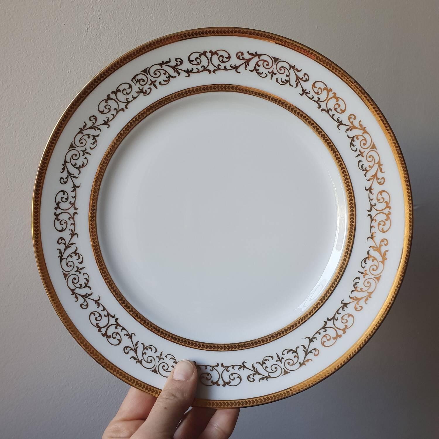 6 gold leaf Limoges porcelain plates