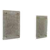 Pair of vintage sconces, molded frosted glass, Murano Italy 1970