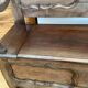 Bench / antique oak chest, closed Breton bed panels - North Finistère