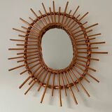 Vintage rattan sun mirror 26x61cm