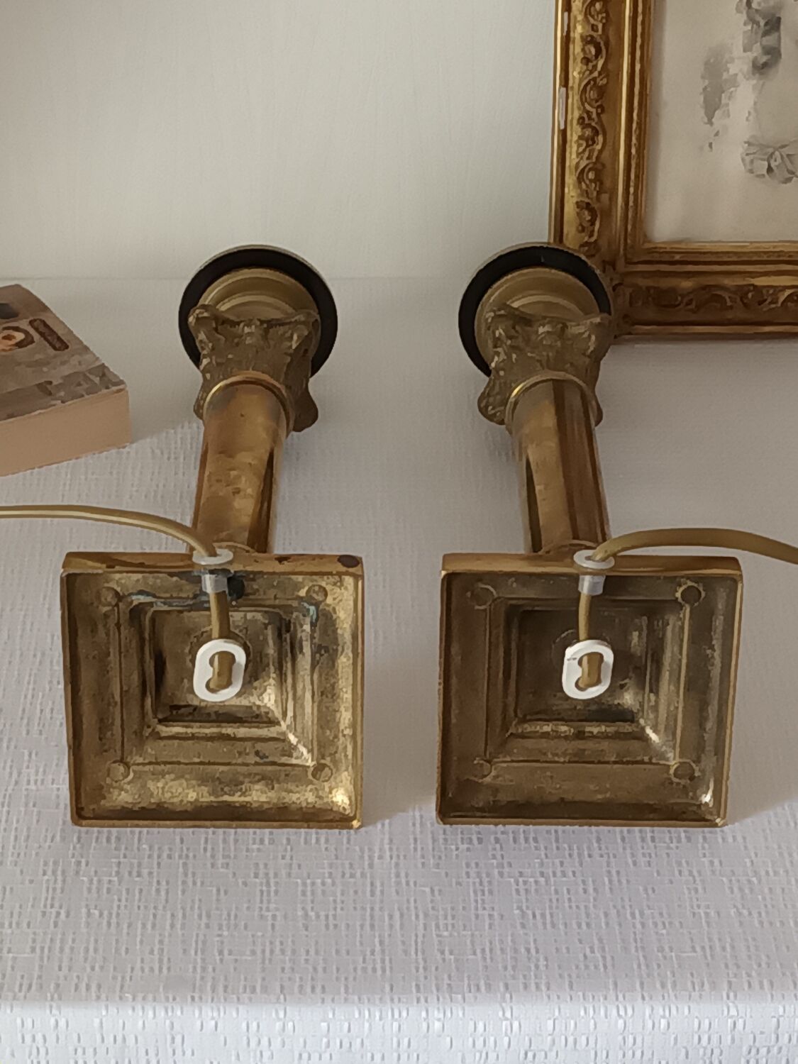 Pair of Lamp Feet in XXth Bronze