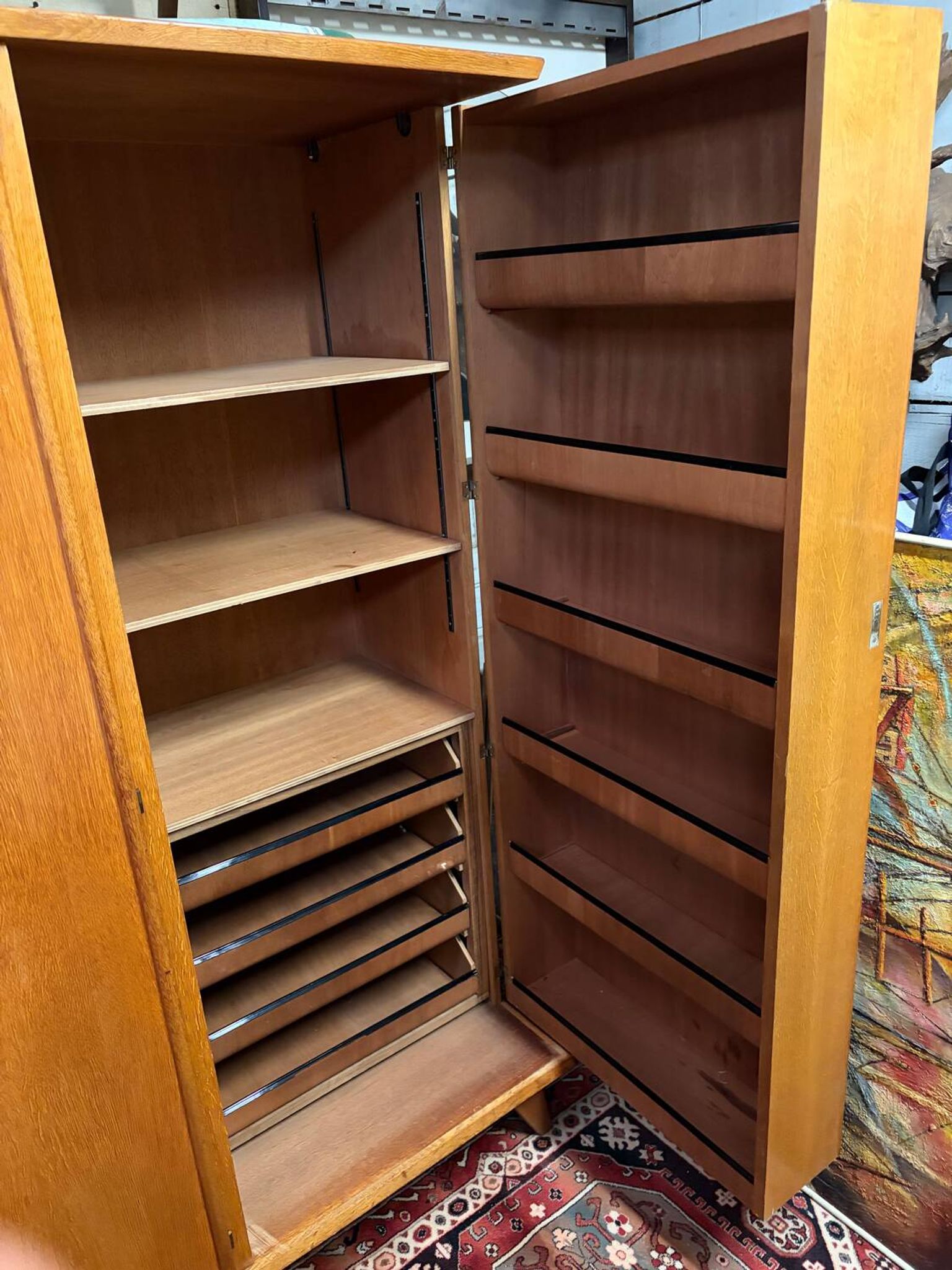 Vintage 60s/70s design wardrobe with compass feet.