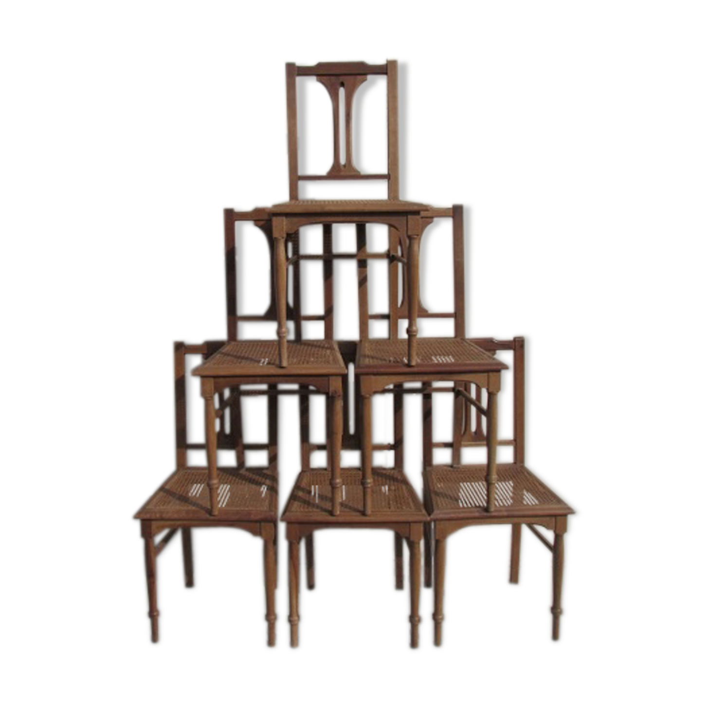 Lot of 6 art deco chairs in walnut