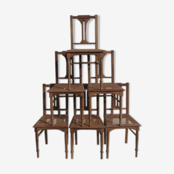 Lot of 6 art deco chairs in walnut