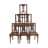 Lot of 6 art deco chairs in walnut