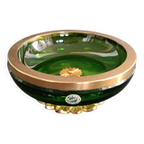 Green crystal and gilt brass bowl by Cristal & Bronze Paris