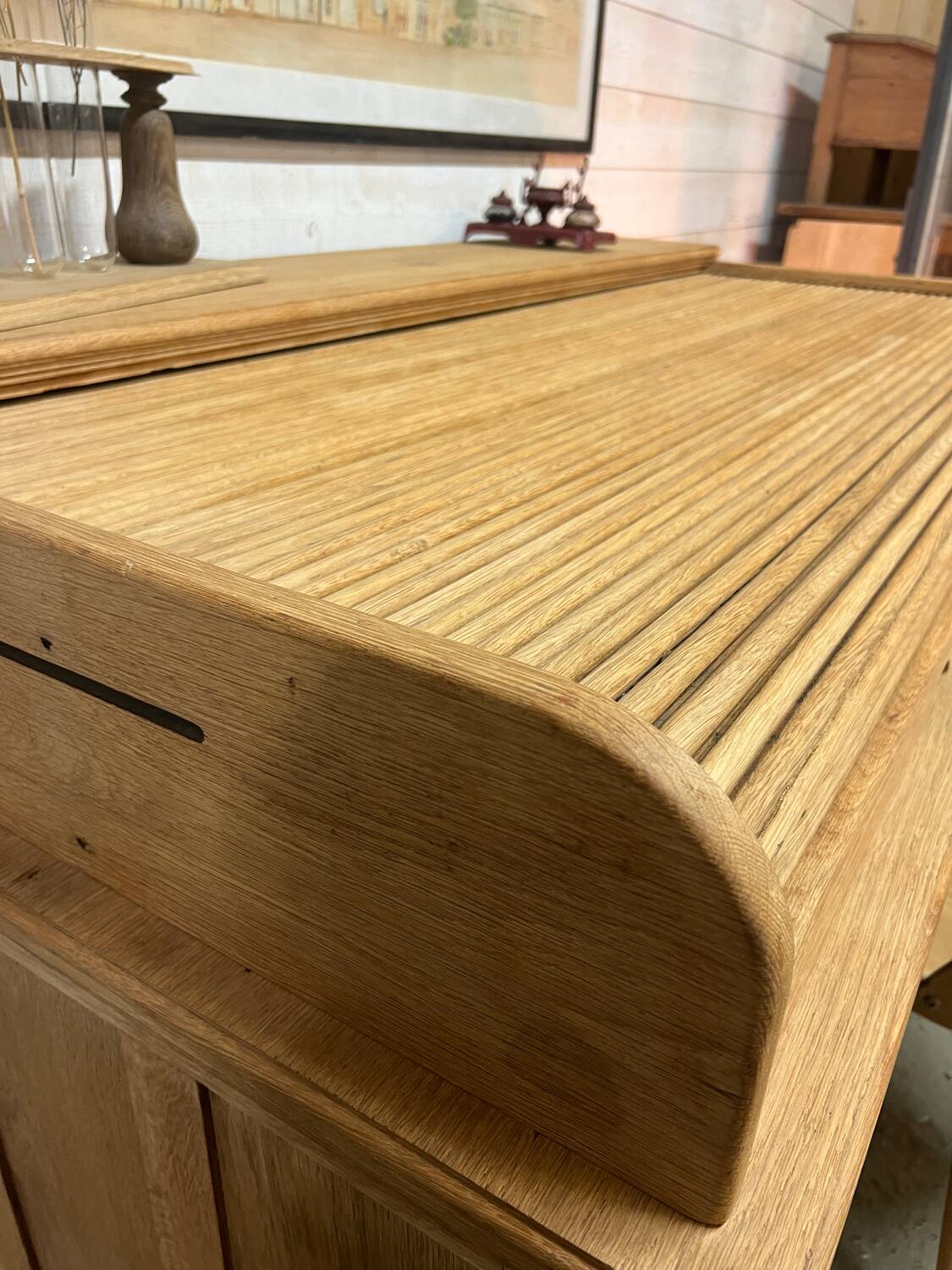 1920s American oak curtain desk
