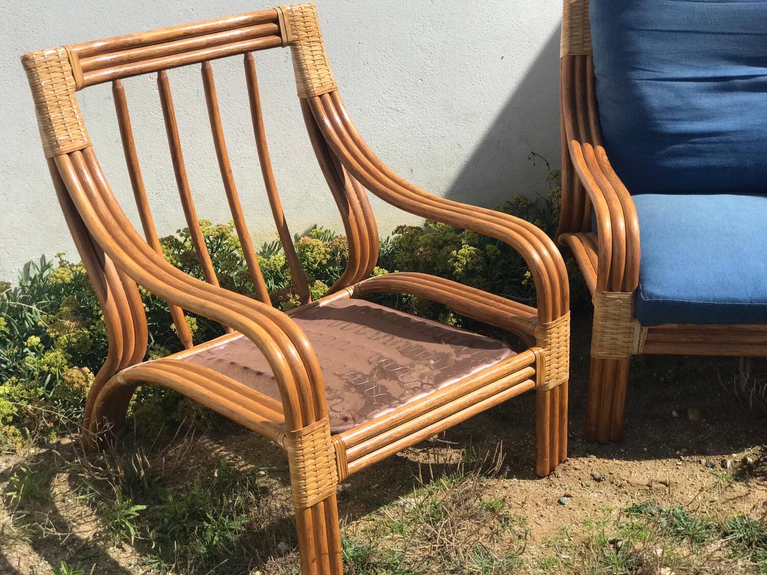 2 fauteuils en rotin vintage