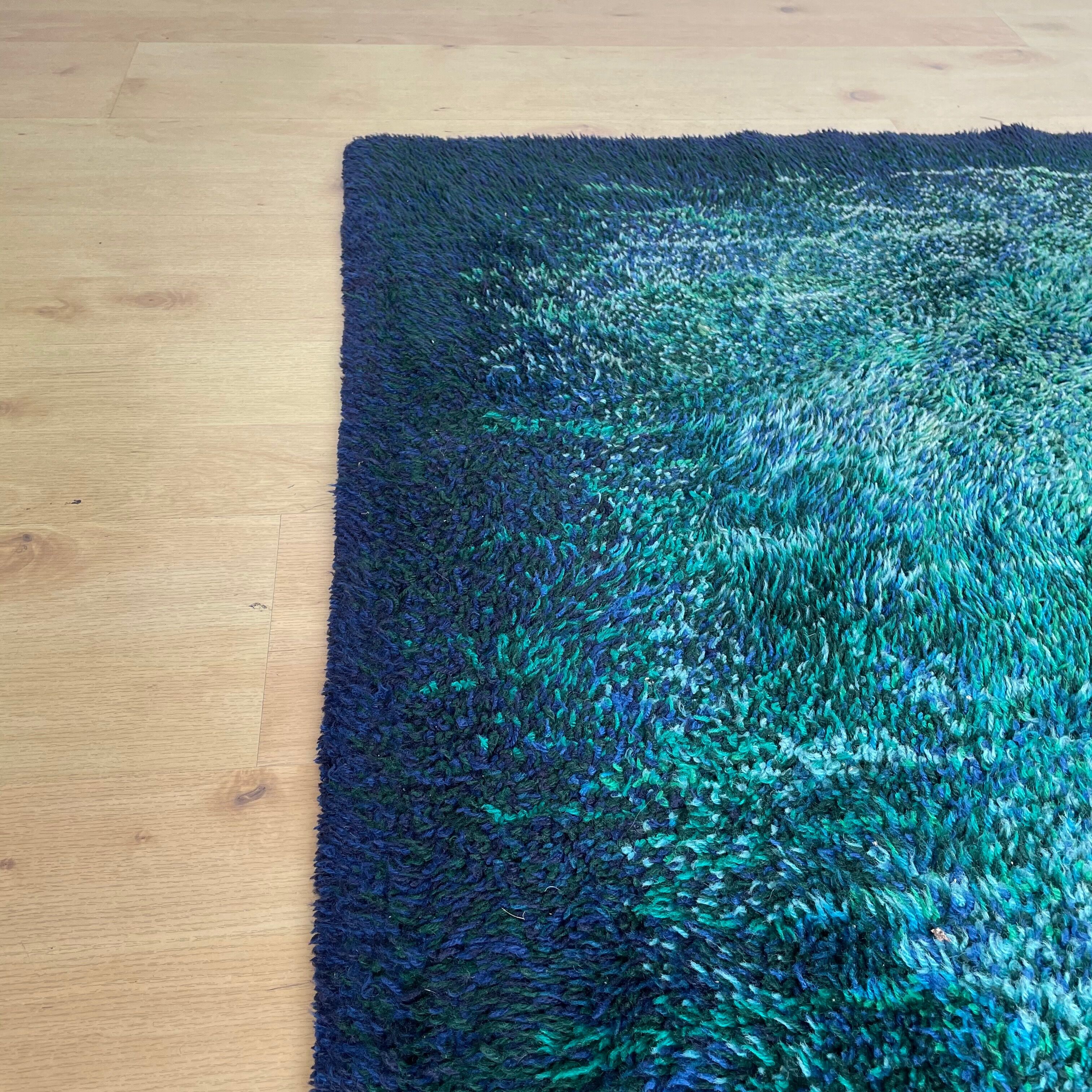 Large "space design" multi-color high pile rya rug by desso netherlands, 1970