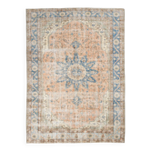 7x10 Turkish Blue & Peach Handmade Persian Rug, 220x304Cm