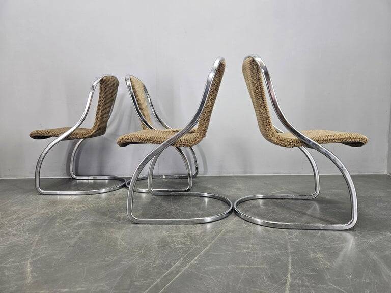 Set of Four Midcentury Dining Chairs, Gastone Rinaldi, Italy, 1970s