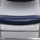 Blue skai folding chair with chrome legs