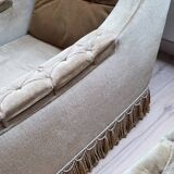 2 fauteuils en velours kaki