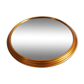 Ancien plateau miroir rond doré