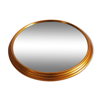 Ancien plateau miroir rond doré