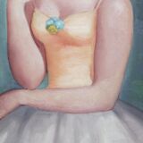 Tableau Huile Ancien Portrait Jeune Femme 20ème Siècle