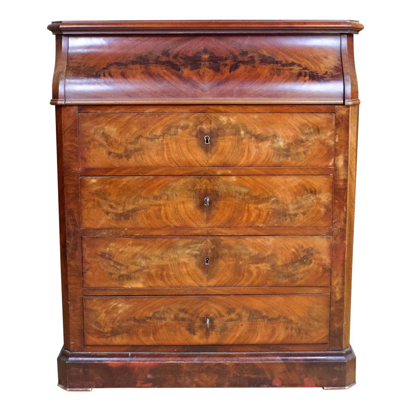 Mahogany and marble toilet chest of drawers - louis philippe period 19th century