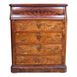Mahogany and marble toilet chest of drawers - louis philippe period 19th century