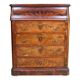 Mahogany and marble toilet chest of drawers - louis philippe period 19th century