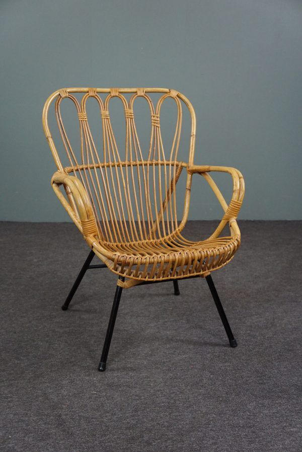 Fauteuil en rotin Dutch Design 1960