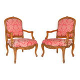 Pair of Louis XV style cabriolet armchairs