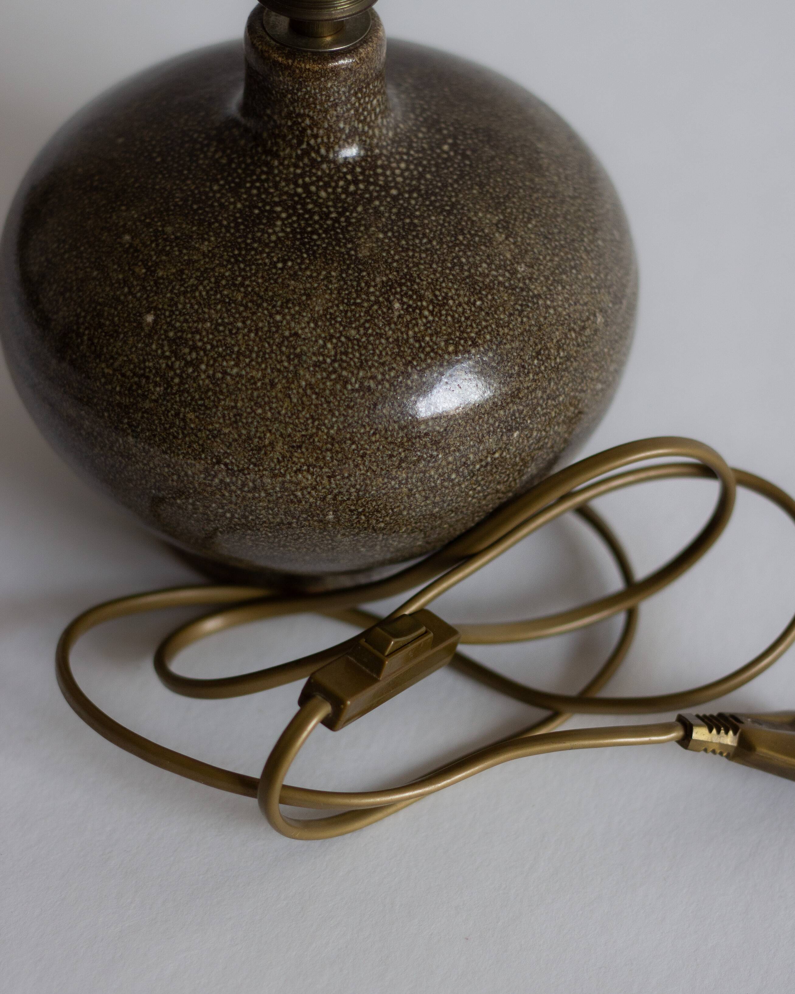 Mouse grey stoneware lamp base, 1960s