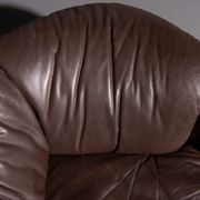 Saporiti armchair designed by Alberto Rosselli brown leather confidential model