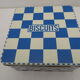 Series of 4 metal boxes, blue and white lustucru decoration