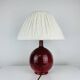 Lampe boule céramique violette et abat jour laine, vintage