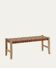 Banc en bois et cuir tressé, 80 cm