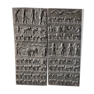 Paire de porte africaine, panneau ethnique