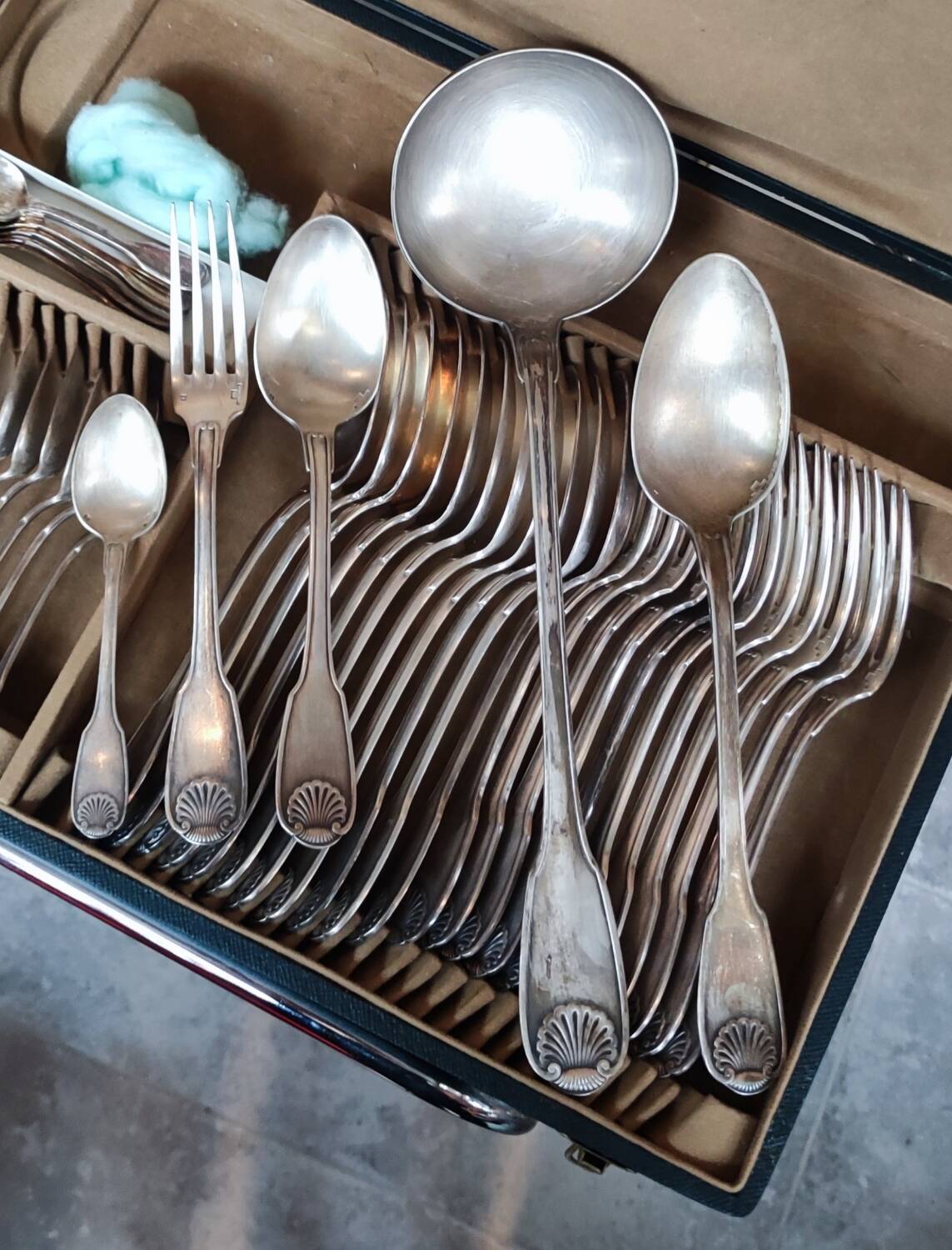 Old Christofle 57-piece shell model cutlery set