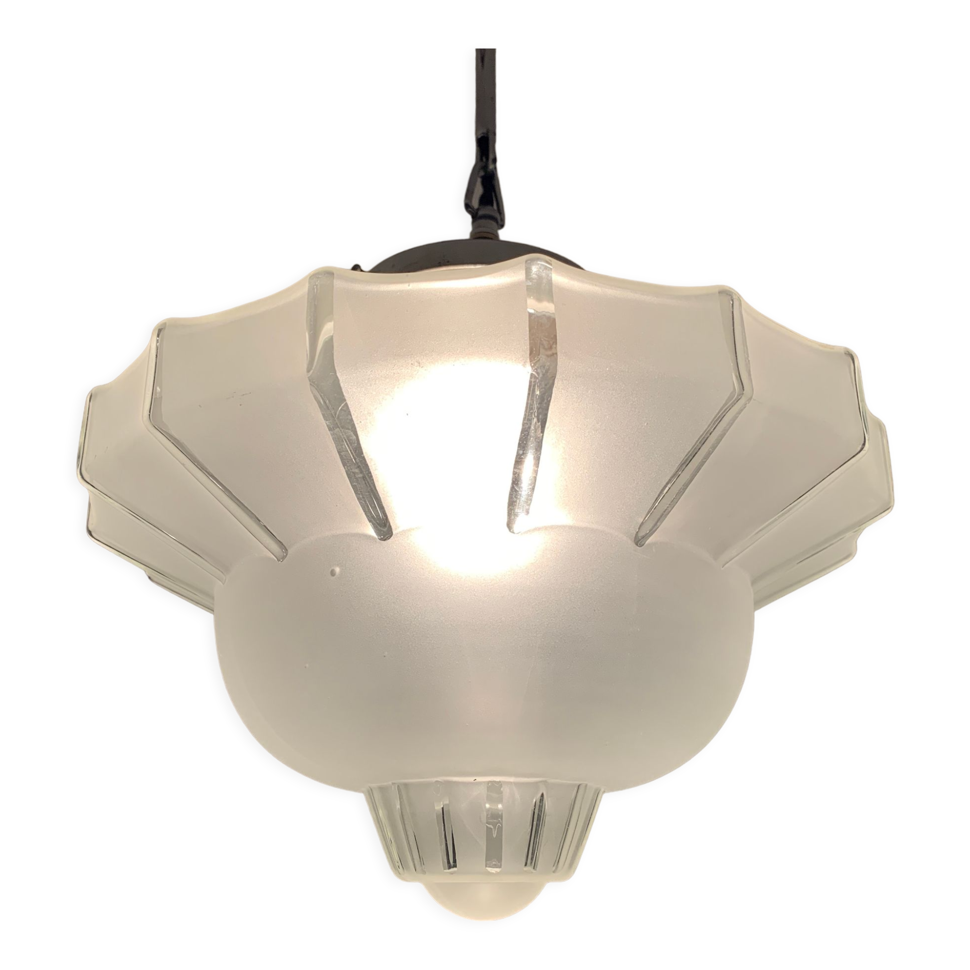 Suspension globe glass art deco cocoon shape skyscraper