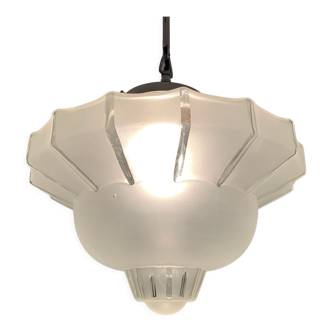 Suspension globe glass art deco cocoon shape skyscraper