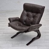 1970s, Scandinavian design, lounge chair, original condition, leather, bent wood.