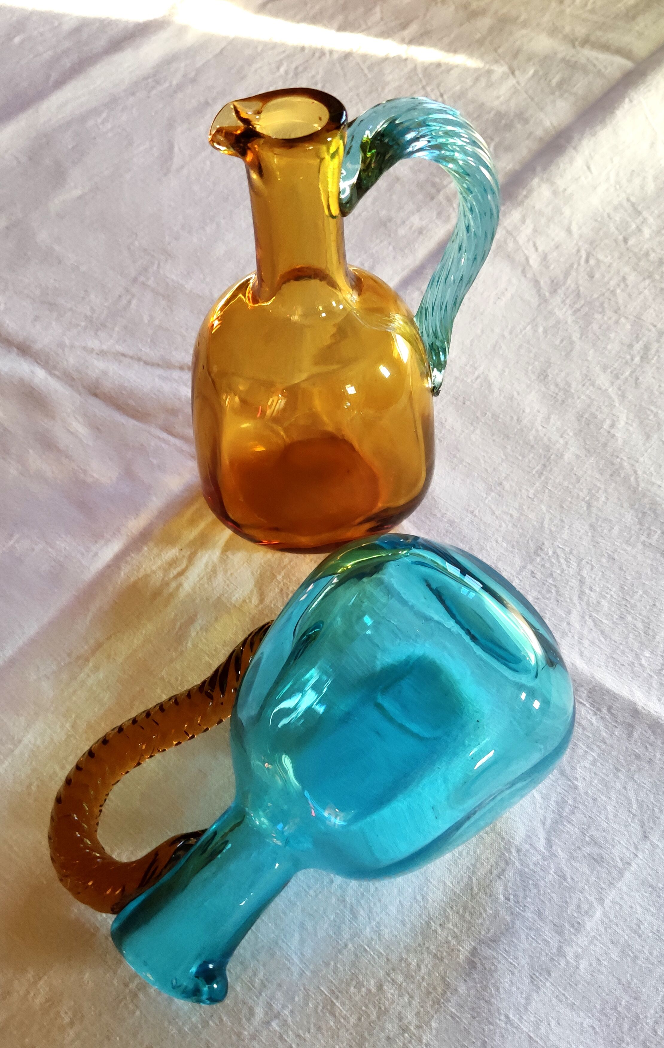 2 antique glass pitchers Georges Sand