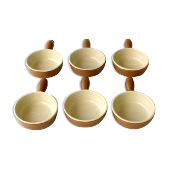 Set of 6 caquelons -Emile Henry - Brown - Culinary pottery - Beige